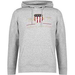GANT Men's REG Archive Shield Hoodie, Eggshell, 3XL Grey Melange GANT Men's REG Archive Shield Hoodie, Eggshell, 3XL Grey Melange