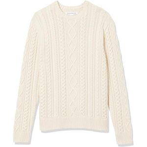 Amazon Essentials Men's Long-Sleeve 100% Cotton Fisherman Cable Crewneck Jumper, Off-White, XXL Amazon Essentials Men's Long-Sleeve 100% Cotton Fisherman Cable Crewneck Jumper, Off-White, XXL