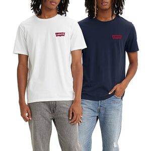 Levi's Men's 2-Pack Crewneck Graphic Tee T-Shirt, Chesthit White / Dress Blues, XXL Levi's Men's 2-Pack Crewneck Graphic Tee T-Shirt, Chesthit White / Dress Blues, XXL