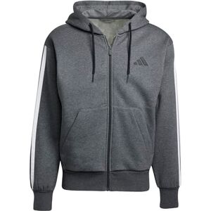 adidas Men's ESSENTIAL THREE STRIPES FLEECE ZIPPER HOODIE, dark grey heather/black, L adidas Men's ESSENTIAL THREE STRIPES FLEECE ZIPPER HOODIE, dark grey heather/black, L