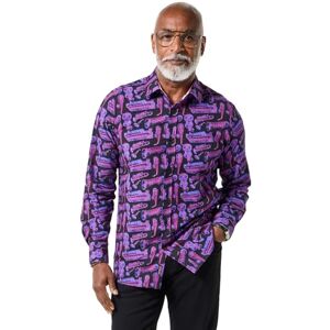 Joe Browns Male Saxophone Print Long Sleeve Shirt, Regular, Purple, UK S Joe Browns Male Saxophone Print Long Sleeve Shirt, Regular, Purple, UK S