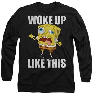 SPONGEBOB SQUAREPANTS Spongebob Woke Up Like This Meme Mens Long Sleeve T Shirt, Black, M SPONGEBOB SQUAREPANTS Spongebob Woke Up Like This Meme Mens Long Sleeve T Shirt, Black, M