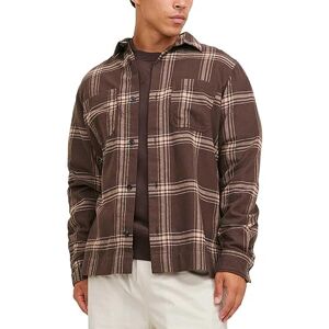 JACK & JONES Bestseller A/S Men's Jcospace Logan Flannel Overshirt LS Casual Shirt, Seal Brown/Checks:Checks, M JACK & JONES Bestseller A/S Men's Jcospace Logan Flannel Overshirt LS Casual Shirt, Seal Brown/Checks:Checks, M