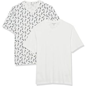 Amazon Essentials Men's T-Shirt Regular-Fit Short-Sleeve V-Neck (Available in Big & Tall), Pack of 2, White/Pineapple Print, Small Amazon Essentials Men's T-Shirt Regular-Fit Short-Sleeve V-Neck (Available in Big & Tall), Pack of 2, White/Pineapple Print, Small