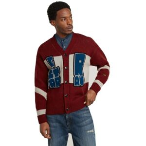 G-STAR Men's Holiday Loose Knitted Cardigan, Red (dry red D25116-D939-5298), L G-STAR Men's Holiday Loose Knitted Cardigan, Red (dry red D25116-D939-5298), L