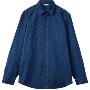 Benetton Xl Blue Geometric Pattern Denim Shirt - Denim Shirt Benetton Xl Blue Geometric Pattern Denim Shirt - Denim Shirt