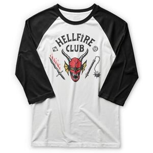 Stranger Things Men's Hellfire Club T-Shirt, White/Black, Large Stranger Things Men's Hellfire Club T-Shirt, White/Black, Large