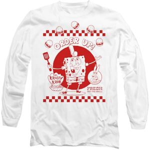 SPONGEBOB SQUAREPANTS Order Up Unisex Adult Longsleeve T Shirt, White, XL SPONGEBOB SQUAREPANTS Order Up Unisex Adult Longsleeve T Shirt, White, XL