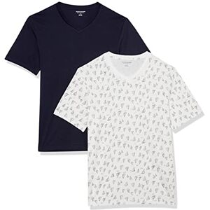 Amazon Essentials Men's T-Shirt Slim-Fit Short-Sleeve V-Neck, Pack of 2, Navy/Boat Print, X-Large Amazon Essentials Men's T-Shirt Slim-Fit Short-Sleeve V-Neck, Pack of 2, Navy/Boat Print, X-Large