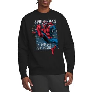 Marvel Press Marvel Spiderman Is Coming To Town Unisex Sweatshirt, Black, Small Marvel Press Marvel Spiderman Is Coming To Town Unisex Sweatshirt, Black, Small