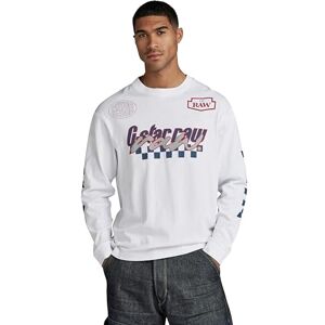 G-STAR Men's Moto Boxy Graphic T-Shirt, White (white D23878-C336-110), S G-STAR Men's Moto Boxy Graphic T-Shirt, White (white D23878-C336-110), S