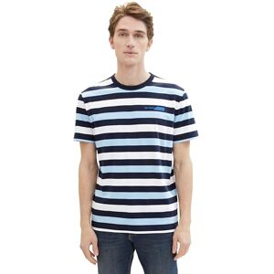 TOM TAILOR Men's 1040900 T-Shirt, 35026-Navy Multi Stripe, L TOM TAILOR Men's 1040900 T-Shirt, 35026-Navy Multi Stripe, L