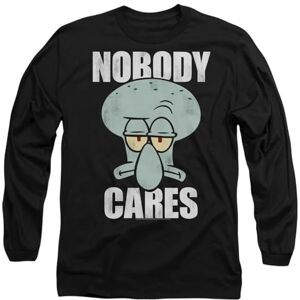 SPONGEBOB SQUAREPANTS Spongebob Nobody Cares Meme Mens Long Sleeve T Shirt, Black, Small SPONGEBOB SQUAREPANTS Spongebob Nobody Cares Meme Mens Long Sleeve T Shirt, Black, Small