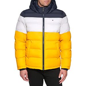 Tommy Hilfiger Men's Down Alternative Hooded Puffer Jacket (Standard and Big & Tall) Coat, Midnight/Ice/Yellow, XXL Tommy Hilfiger Men's Down Alternative Hooded Puffer Jacket (Standard and Big & Tall) Coat, Midnight/Ice/Yellow, XXL