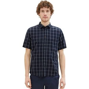 TOM TAILOR Men's Short Sleeve Shirt with Pattern, 31791 Navy Check, M TOM TAILOR Men's Short Sleeve Shirt with Pattern, 31791 Navy Check, M