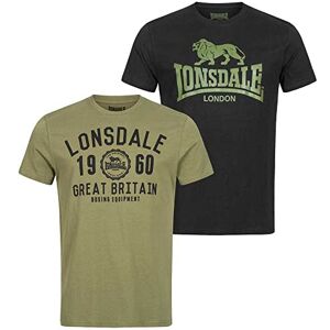 Lonsdale Men's Bangor Double Pack T-Shirt, Black/Olive, 5X-Large Lonsdale Men's Bangor Double Pack T-Shirt, Black/Olive, 5X-Large