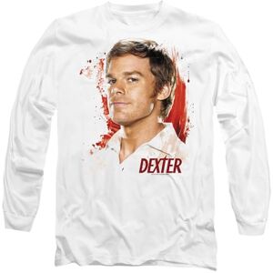 Dexter Blood Splatter Mens Long Sleeve T Shirt, White, S Dexter Blood Splatter Mens Long Sleeve T Shirt, White, S