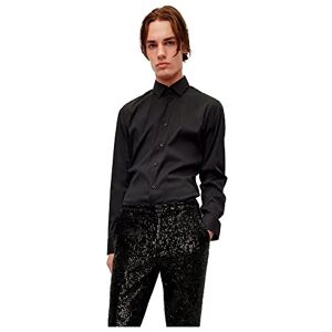 Hugo Boss Mens Kenno Slim-fit Shirt in Cotton-Blend poplin Black Hugo Boss Mens Kenno Slim-fit Shirt in Cotton-Blend poplin Black