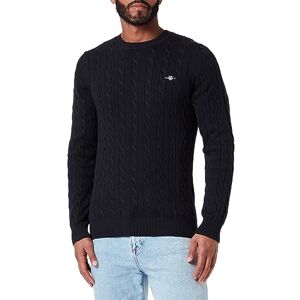 GANT Men's Cotton Cable C-Neck Sweater, Black, 4XL GANT Men's Cotton Cable C-Neck Sweater, Black, 4XL