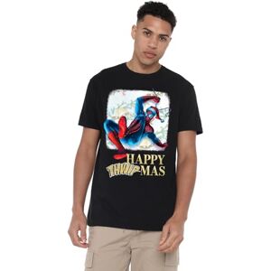 Marvel Spiderman Happy Thwipmas Christmas Window Unisex T Shirt, Black, XX-Large Marvel Spiderman Happy Thwipmas Christmas Window Unisex T Shirt, Black, XX-Large
