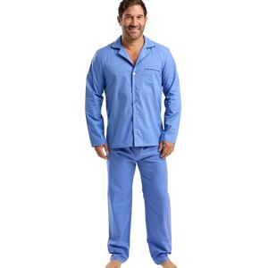 West Ridge Men’s Bardsey Classic Woven Piped Pyjama Set – Comfy Easy-care Button Down Top & PJ Pants With Fly, Light Blue, M West Ridge Men’s Bardsey Classic Woven Piped Pyjama Set – Comfy Easy-care Button Down Top & PJ Pants With Fly, Light Blue, M