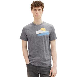 TOM TAILOR Men's 1036324 T-Shirt with Print, 21186 Navy Fine Stripe, M TOM TAILOR Men's 1036324 T-Shirt with Print, 21186 Navy Fine Stripe, M