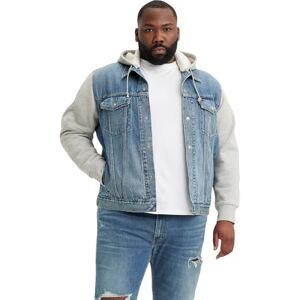 Levi's Men's Big Hybrid Hoody Trucker Light Indigo-Worn in, Candy Man, XXL Levi's Men's Big Hybrid Hoody Trucker Light Indigo-Worn in, Candy Man, XXL