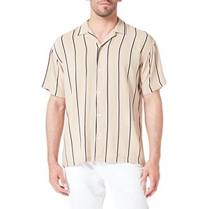 JACK & JONES Men's Jorluke Palma Stripe Shirt Ss Short-Sleeved, Crockery, M JACK & JONES Men's Jorluke Palma Stripe Shirt Ss Short-Sleeved, Crockery, M
