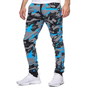 Générique Men's Camouflage Jogging Trousers, Sports Tracksuit Trousers, Large Size, Casual Elastic Waist, Chic and Glamour Harem Pants with Pocket, Men's Cargo Trousers, Blue, White, M to 3XL, 01 - Blue, M