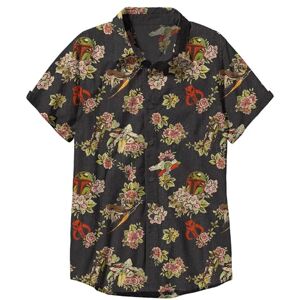 Star Wars Men's Button Down Shirt, Black Boba Fett Floral, XL Star Wars Men's Button Down Shirt, Black Boba Fett Floral, XL