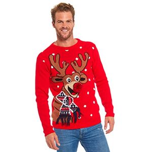 U LOOK UGLY TODAY Unisex Men's Ugly Christmas Jumper Funny Reindeer Pom Pom Nose Xmas Sweater Top Red Nose Romp, Ma-18014, M U LOOK UGLY TODAY Unisex Men's Ugly Christmas Jumper Funny Reindeer Pom Pom Nose Xmas Sweater Top Red Nose Romp, Ma-18014, M