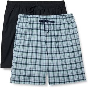 Amazon Essentials Men's Lounge Cotton Stretch Poplin Pyjama Shorts, Pack of 2, Black/Plaid, XS Amazon Essentials Men's Lounge Cotton Stretch Poplin Pyjama Shorts, Pack of 2, Black/Plaid, XS