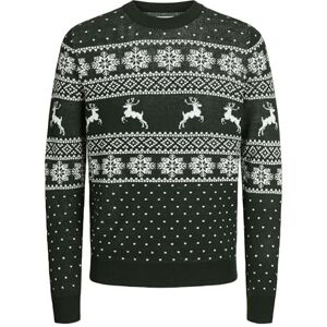JACK & JONES Men's Jjxmas Gabriel Knit Crew Neck Jumper, Scarab/Pattern: w. Cloud Dancer, S JACK & JONES Men's Jjxmas Gabriel Knit Crew Neck Jumper, Scarab/Pattern: w. Cloud Dancer, S