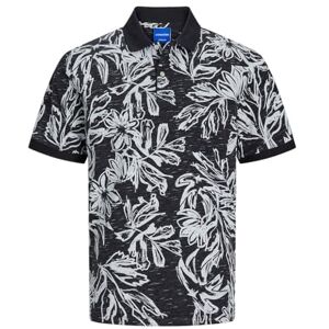 JACK & JONES Men's Jorlafayette AOP SS Polo Shirt, Black, S JACK & JONES Men's Jorlafayette AOP SS Polo Shirt, Black, S