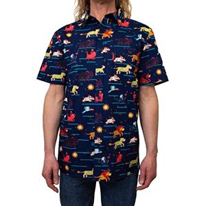 Disney Men's Lion King Button Down Shirt, Navy Stampede, S Disney Men's Lion King Button Down Shirt, Navy Stampede, S