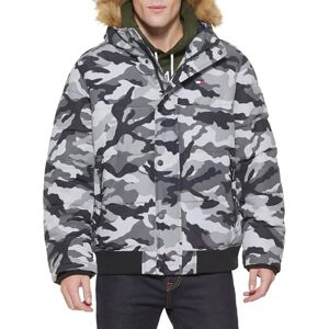 Tommy Hilfiger Men's Arctic Cloth Quilted Snorkel Bomber Jacket Parka, Grey Camo, M Tommy Hilfiger Men's Arctic Cloth Quilted Snorkel Bomber Jacket Parka, Grey Camo, M