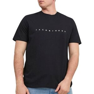 JACK & JONES Essential Tee Logo Print Short Sleeve Crewneck Top Plus Size Oversize JJESTAR, Colours:Black, Size:XXL JACK & JONES Essential Tee Logo Print Short Sleeve Crewneck Top Plus Size Oversize JJESTAR, Colours:Black, Size:XXL