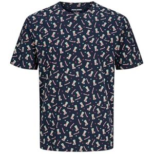 JACK & JONES Jjxmas AOP Tee SS Crew Neck, Sky Captain, XL JACK & JONES Jjxmas AOP Tee SS Crew Neck, Sky Captain, XL