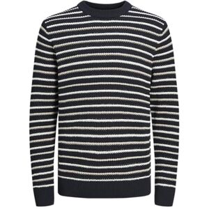 JACK & JONES Men's Jorbronx Knit Crew Neck Jumper, Sky Captain/Stripes: sea Salt, M JACK & JONES Men's Jorbronx Knit Crew Neck Jumper, Sky Captain/Stripes: sea Salt, M