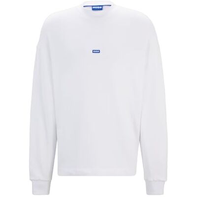 Hugo Boss Mens Nedro Cotton-terry sweatshirt with blue logo label Hugo Boss Mens Nedro Cotton-terry sweatshirt with blue logo label
