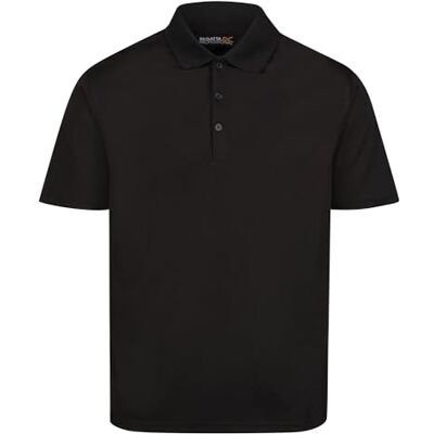 Regatta Mens Pro Wicking Casual Polo Short Sleeved T Shirt Black Regatta Mens Pro Wicking Casual Polo Short Sleeved T Shirt Black