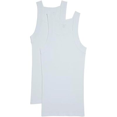 Evolve Men's Cotton Comfort Square Cut Tank Multi Pack Base Layer Top, White, Medium Evolve Men's Cotton Comfort Square Cut Tank Multi Pack Base Layer Top, White, Medium