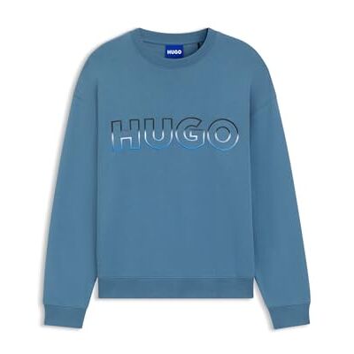 Hugo Boss Mens Nogocrew Cotton-terry sweatshirt with ombré logo embroidery Hugo Boss Mens Nogocrew Cotton-terry sweatshirt with ombré logo embroidery