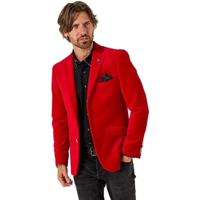 Joe Browns Mens Contrast Lined Velvet Blazer Regular Red UK 38 Joe Browns Mens Contrast Lined Velvet Blazer Regular Red UK 38