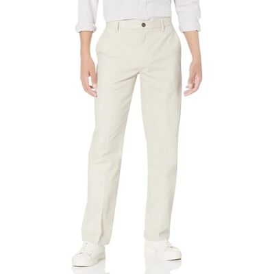 Amazon Essentials Men's Classic-Fit Wrinkle-Resistant Flat-Front Stretch Chino Trouser, Stone, 40W / 30L Amazon Essentials Men's Classic-Fit Wrinkle-Resistant Flat-Front Stretch Chino Trouser, Stone, 40W / 30L
