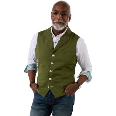 Joe Browns Men's Casual Everyday Cotton Waistcoat, Regular, Green, UK 48 Joe Browns Men's Casual Everyday Cotton Waistcoat, Regular, Green, UK 48