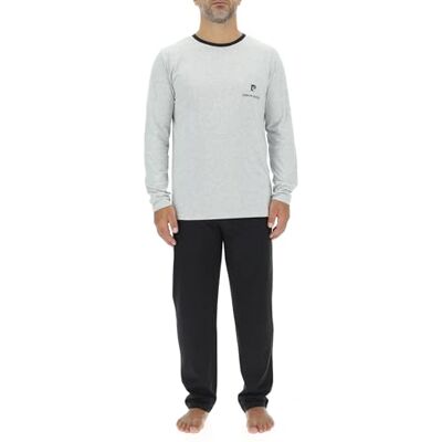 pierre cardin underwear Men's Long Pyjamas 100% Cotton Sleepwear Set T-Shirt and Trousers, Heather Grey/Black, M pierre cardin underwear Men's Long Pyjamas 100% Cotton Sleepwear Set T-Shirt and Trousers, Heather Grey/Black, M