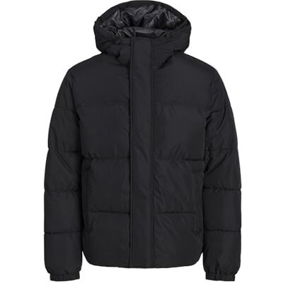 JACK & JONES Men's Jjebradley Puffer Hood Sn Quilted Jacket, black, S JACK & JONES Men's Jjebradley Puffer Hood Sn Quilted Jacket, black, S