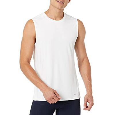 Amazon Essentials Men's Active Quick Dry Tech Stretch Lightweight Sleeveless Muscle Shirt, Bright White, XXL Amazon Essentials Men's Active Quick Dry Tech Stretch Lightweight Sleeveless Muscle Shirt, Bright White, XXL
