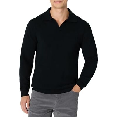 Amazon Essentials Men's Long Sleeve Regular Fit Knit Polo Jumper, Black, XL Amazon Essentials Men's Long Sleeve Regular Fit Knit Polo Jumper, Black, XL